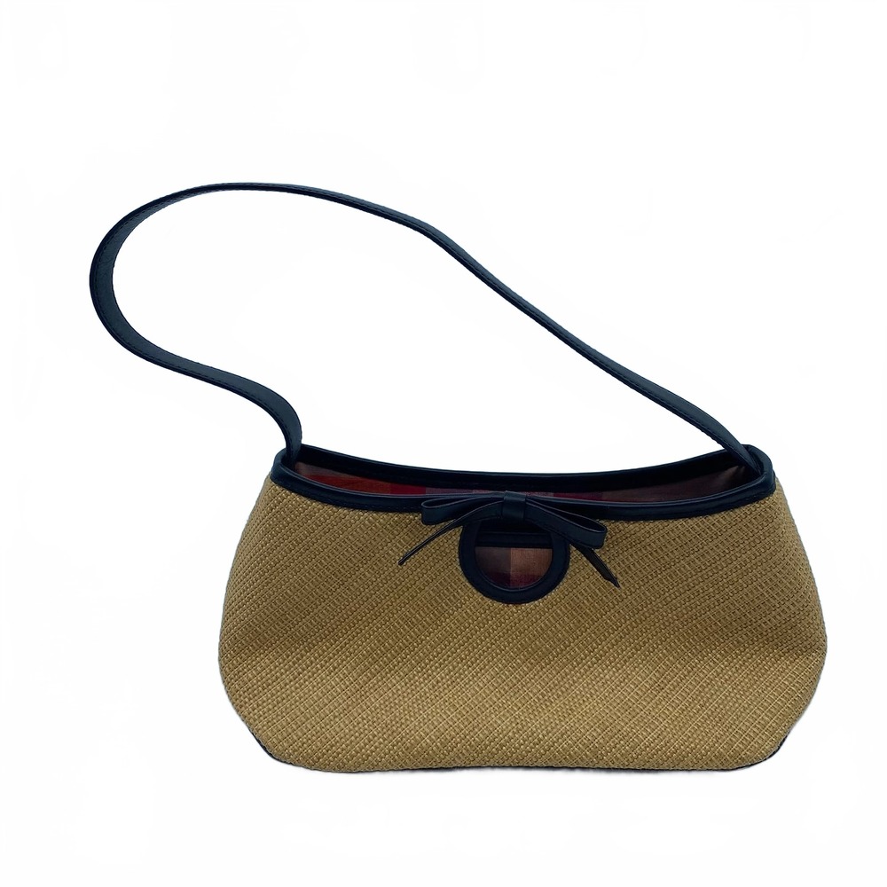 Cole Haan Tan Straw Bow Shoulder Bag | OS Regular